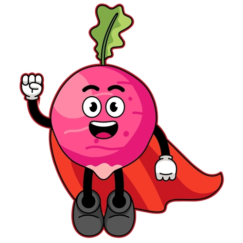 Superhero Radish Classroom Vegetable Transparent Sticker